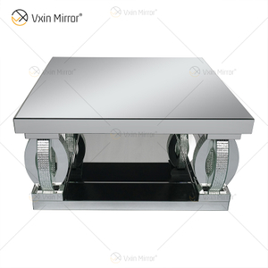 Kundenspezifischer Beistelltisch WXF-1104 Crystal Homemade Silver Mirrored Couchtisch