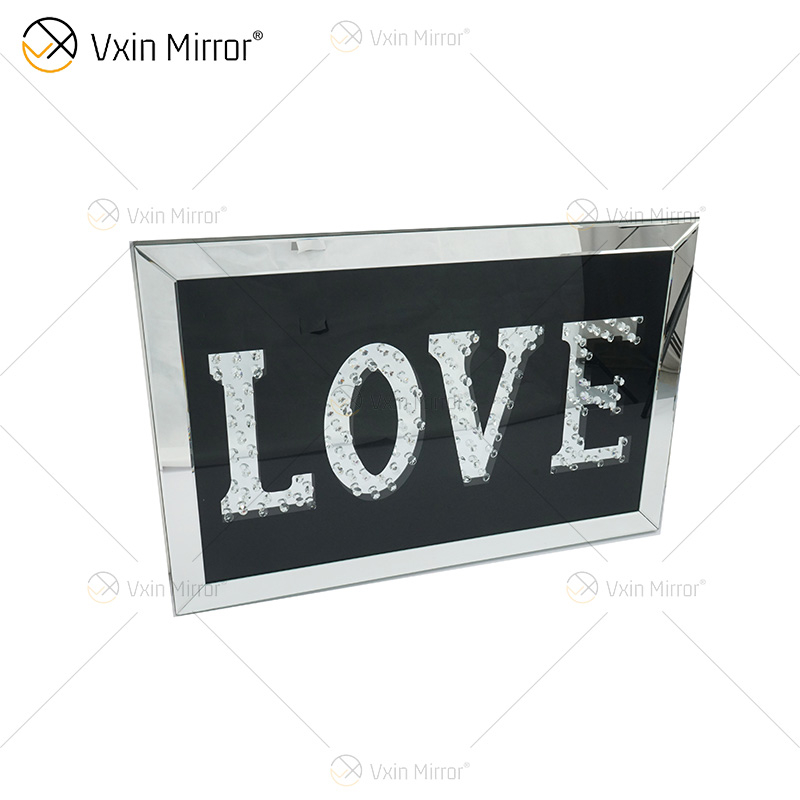 VXin WXMA-23 Wohnkultur Glasrahmen verspiegelt LOVE Wandkunst Kristallporzellanmalerei Spiegelwandkunst