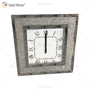 Moderne Spiegeluhr WXMC-092 Silberne dekorative Uhr mit Crushed Diamond
