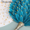 Großhandel Moderne Minimalismus Weiß Blau Malerei Luxus Runde Kristall Wandkunst auf Wohnzimmer Spiegelwandkunst