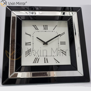 Großhandel China Supply Silber Spiegel Quadratische Wanduhr