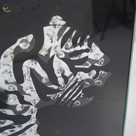 VXin WXMA-22 Wohnkultur Glasrahmen verspiegelt Tiger Wandkunst Kristall Porzellanmalerei Spiegel Wandkunst