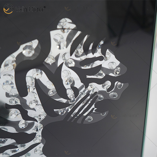 VXin WXMA-22 Wohnkultur Glasrahmen verspiegelt Tiger Wandkunst Kristall Porzellanmalerei Spiegel Wandkunst