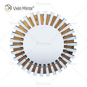 3D 2 Farben Beide WXM-1021 Wanddekoration Braun mit silbernem Wandbehangspiegel