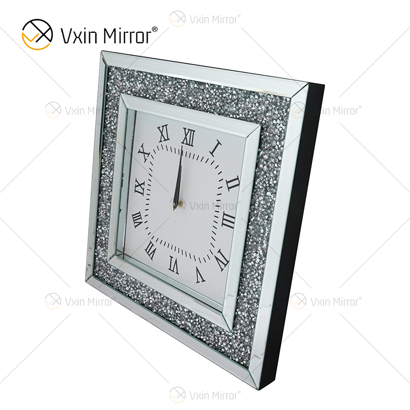 Spiegeluhr WXMC-011 Silberne dekorative Uhr mit Crushed Diamond