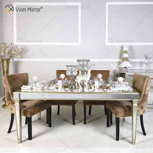 Facoty Supply Esstisch Luxury WXF-0309 Pure Gold Frame Homemade Mirrored Dining Table